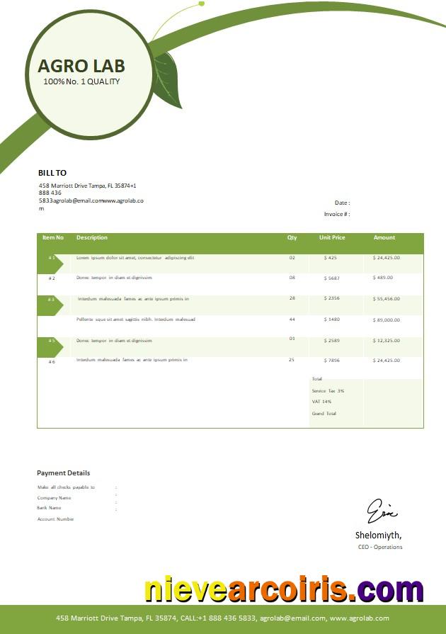 Free Agriculture Invoice